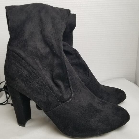 Wild Diva Thigh High Over the Knee Black Faux Suede 4 in  Wild Diva Thigh High Over the Knee Black Faux Suede 4 in Heeled Boots Size 10